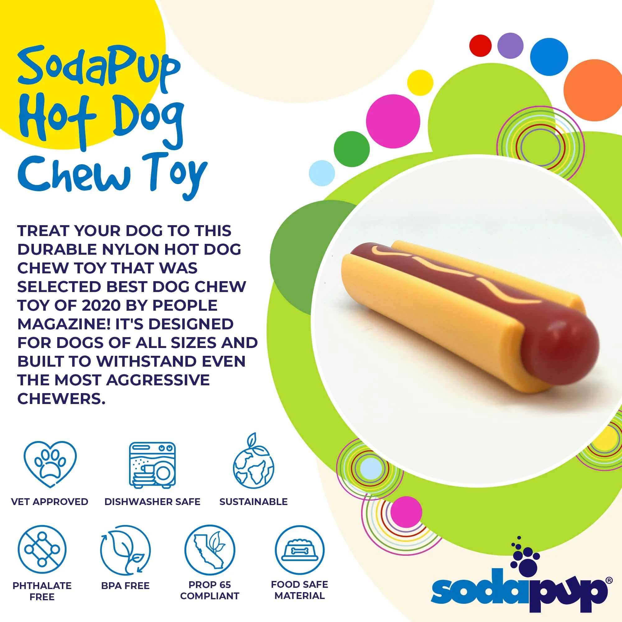 Hot Dog Ultra Durable Nylon Dog Chew Toy - Image 2